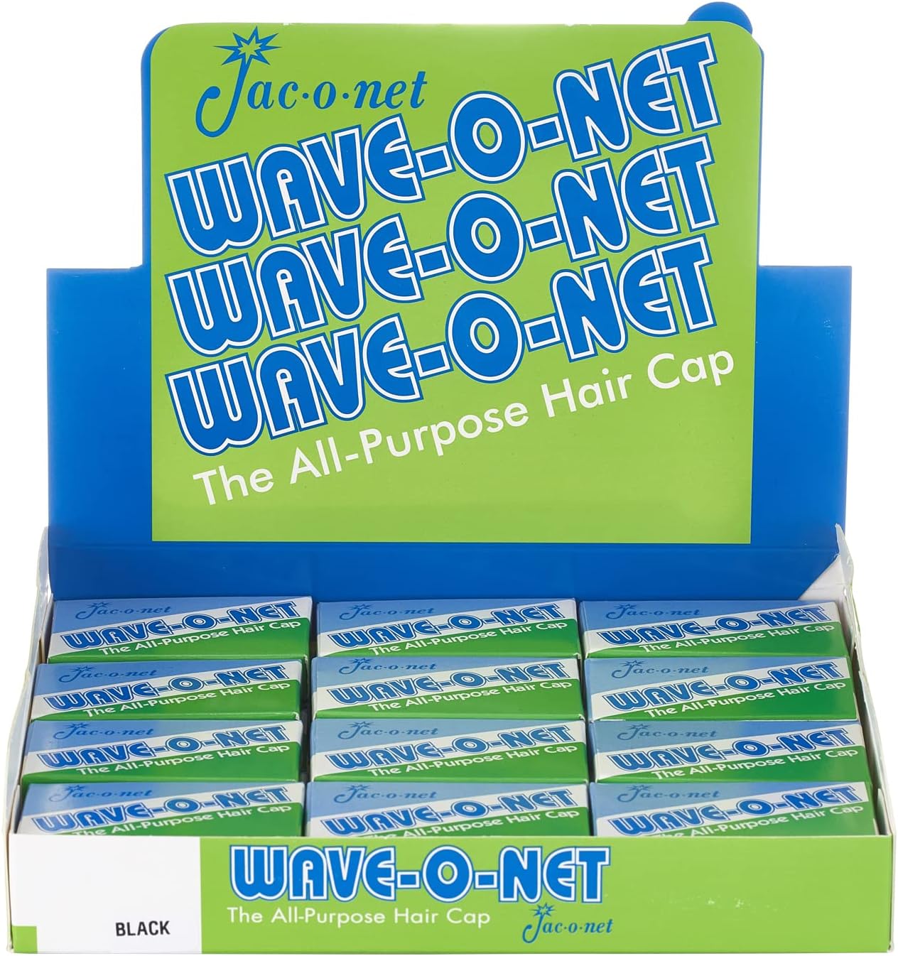 Wave-O-Net Jac.o.net Medium Weight Black Hair Nets All Purpose Hair Cap