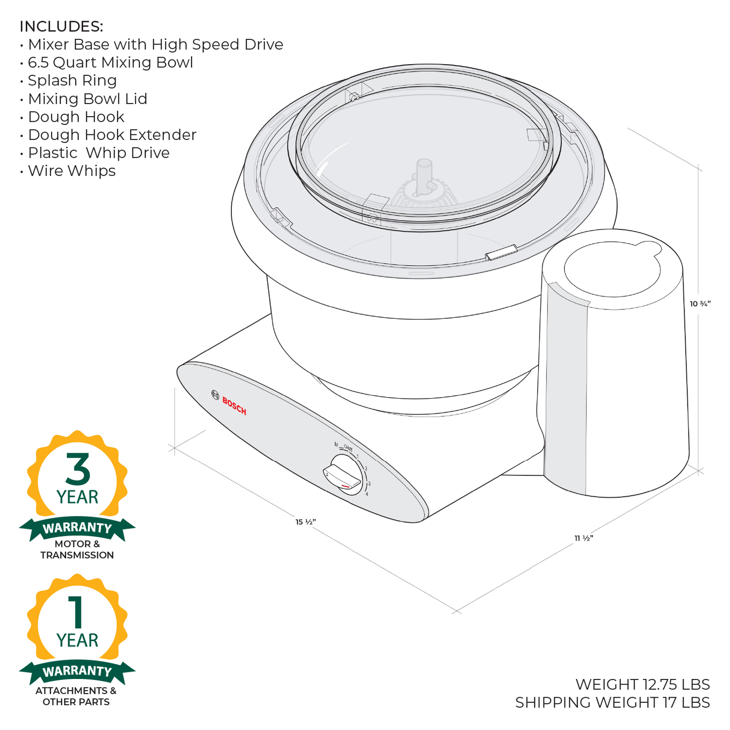 Bosch Black Universal Plus Kitchen Stand Mixer With Stainless Steel Bowl MUM6N10UG-DE