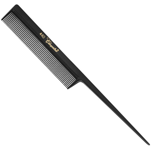 8" Black Fine Tooth Rattail Comb Krest Cleopatra #440