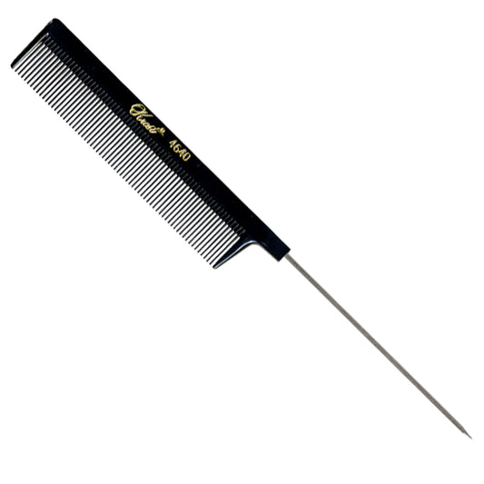 Black Fine Tooth Stainless Steel Pin Tail Comb