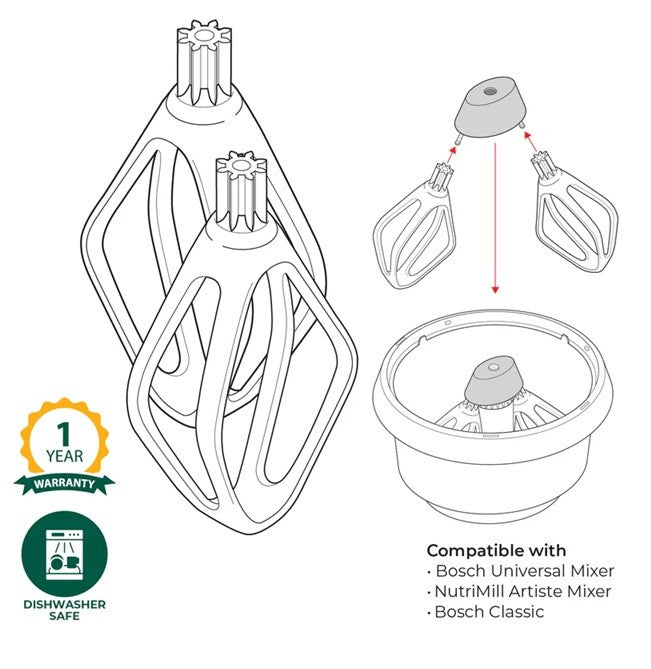Bosh Universal Plus Cake Paddles with Metal Driver MUZ6KP2