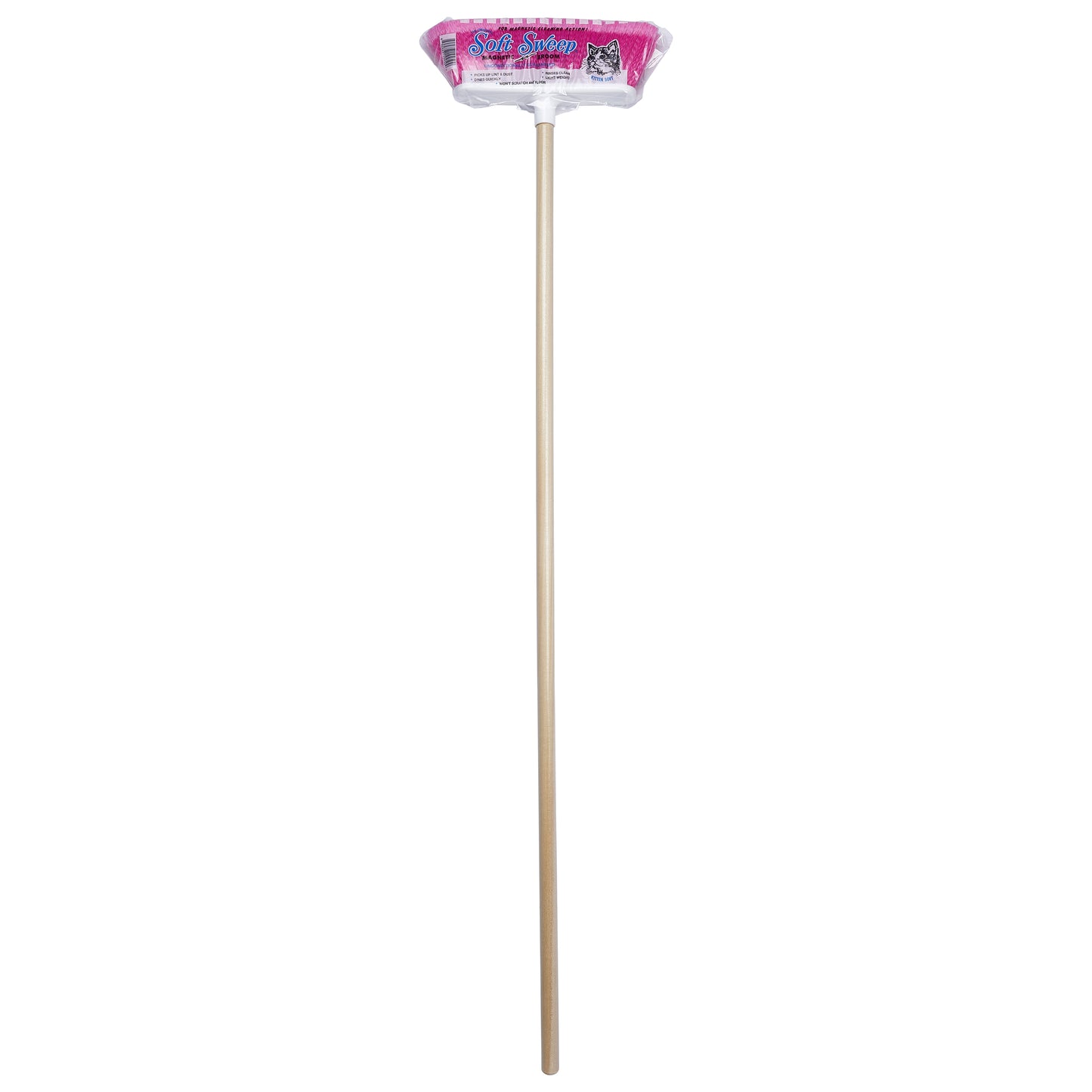 The Original Soft Sweep Magnetic Action Broom Assorted Colors with Natural Finish Wood Handles