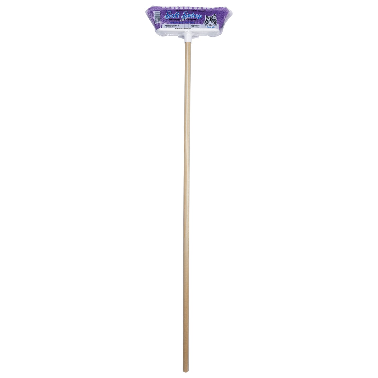 The Original Soft Sweep Magnetic Action Broom Assorted Colors with Natural Finish Wood Handles