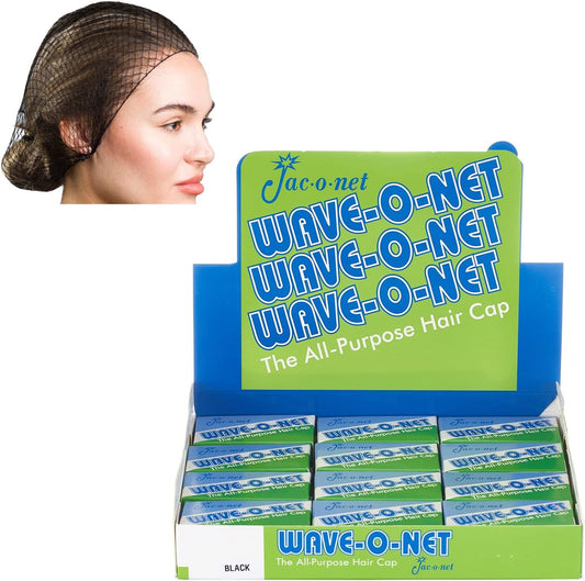 Wave-O-Net Jac.o.net Medium Weight Black Hair Nets All Purpose Hair Cap